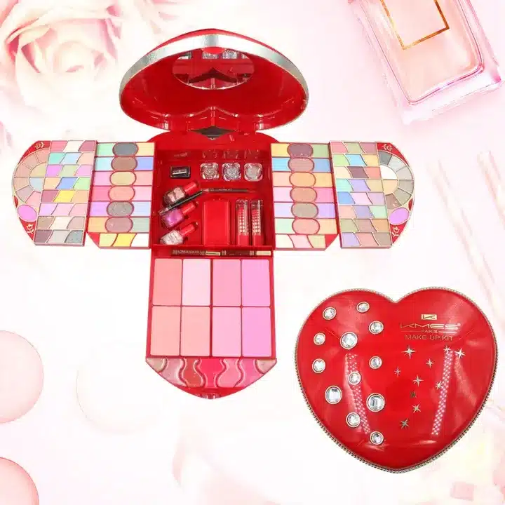 Premium Heart-Shaped All-in-One Makeup Kit with Mirror-Complete Eye, Face & Lip Cosmetics Set